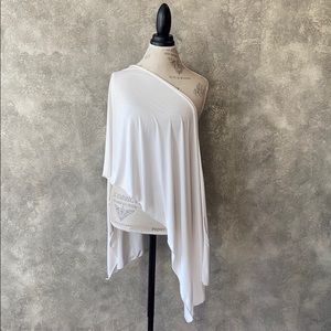 White Polyester Solid Color Hijab Scarf Shawl Wrap